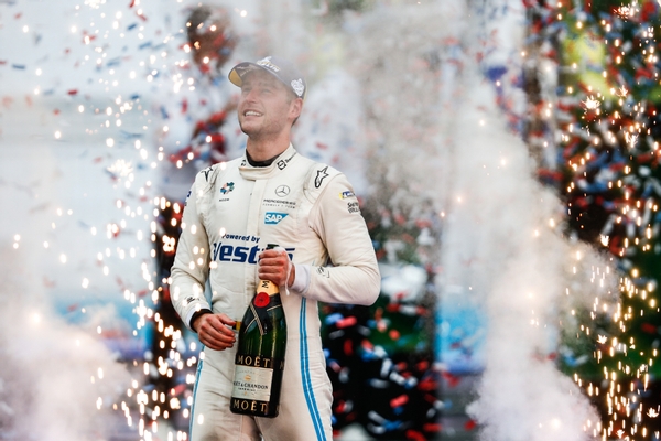 Stoffel Vandoorne (BEL), Mercedes Benz EQ celebrates on the podium
