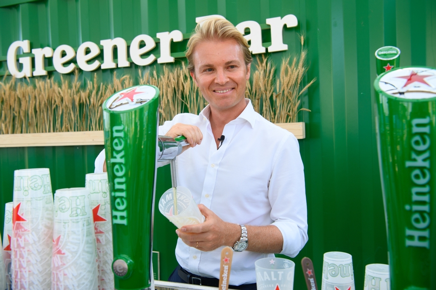 EDITORIAL USE ONLY
2016 Formula 1 World Champion, and Sustainability entrepreneur Nico Rosberg attends the launch of the Heineken Greener Bar, a sustainable bar concept, which will be open at the 2021 Heineken London E-Prix this weekend, at the ExCeL centre, Victoria Dock, London. Picture date: Thursday July 22, 2021. PA Photo. The global beer brand and title race sponsor, has created The Heineken Greener Bar using new building methods and technologies focused on improving how we up-cycle, recycle and reuse materials as part of their companyâ??s wider role as a 'Sustainability Partner' of the ABB FIA Formula E World Championship. Photo credit should read: Matt Crossick/PA Wire